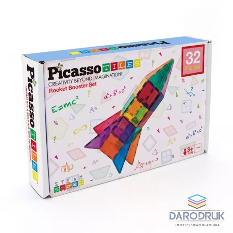 Orbico Sp. Z O.o. Klocki magnetyczne PICASSO TILES Zestaw Rakieta 32 Elementy Orbico Sp. Z O.o. (PTE32)