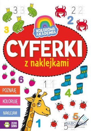 Zielona Sowa Książeczka edukacyjna Kolorowa Akademia. Cyferki z naklejkami Zielona Sowa