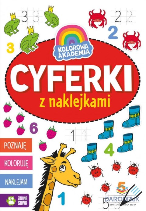Zielona Sowa Książeczka edukacyjna Kolorowa Akademia. Cyferki z naklejkami Zielona Sowa