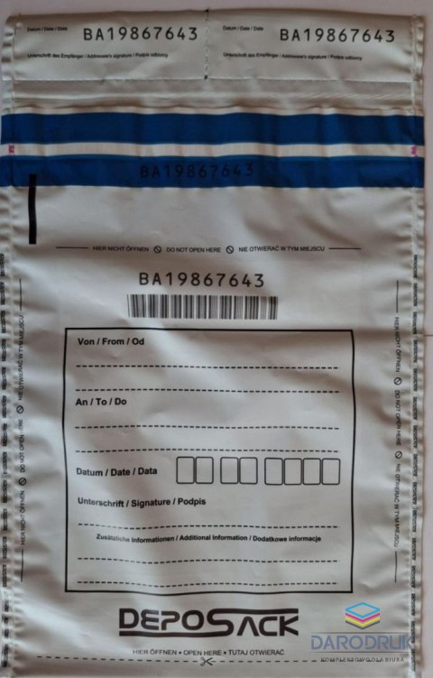 A&G Koperty Koperta bezpieczna B5 deposack biała b5 [mm:] 185x260 A&G Koperty 100 sztuk
