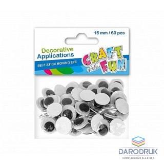Craft with Fun Oczka samoprzylepne 15mm 60 szt Craft with Fun (386914)