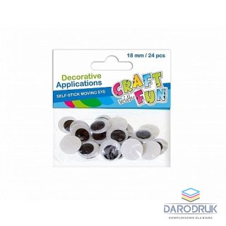 Craft with Fun Oczka samoprzylepne 18mm 24 szt Craft with Fun (386915)