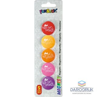 Fun&Joy Magnes Kwiaty okrągły mix śr. 29mm Fun&Joy 5 sztuk