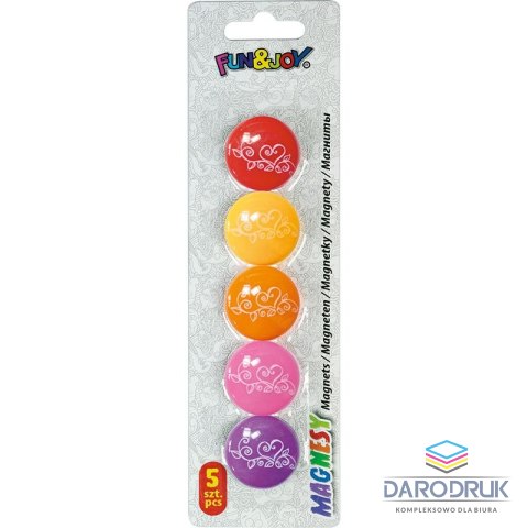 Fun&Joy Magnes Kwiaty okrągły mix śr. 29mm Fun&Joy 5 sztuk