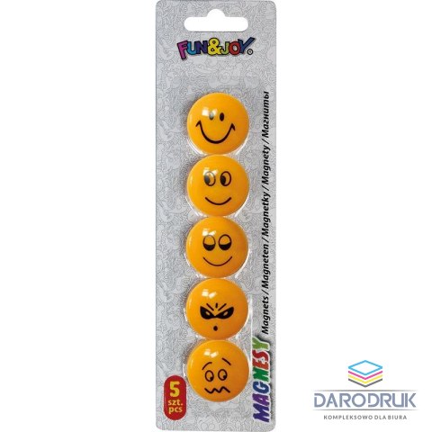 Fun&Joy Magnes Smiley okrągły pomarańczowy śr. 29mm Fun&Joy 5 sztuk