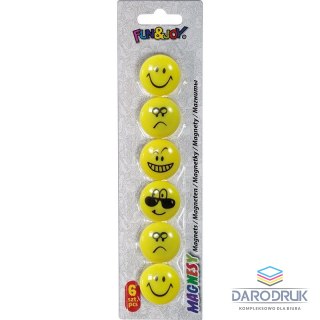 Fun&Joy Magnes Smiley okrągły żółty śr. 29mm Fun&Joy 6 sztuk