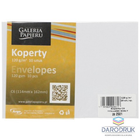 Galeria Papieru Koperta C6 biała Galeria Papieru (282501) 10 sztuk