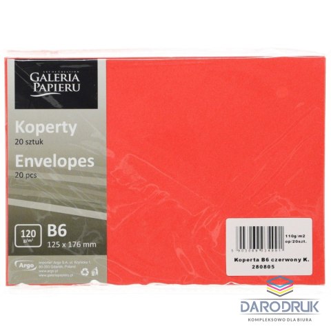 Galeria Papieru Koperta B6 WIATR czerwona [mm:] 125x176 Galeria Papieru (280805) 20 sztuk