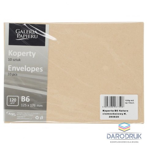 Galeria Papieru Koperta B6 b6 nature ciemnobeżowy k beżowa [mm:] 125x176 Galeria Papieru (280820) 10 sztuk