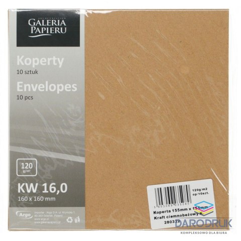 Galeria Papieru Koperta kraft ciemnobeżowy beżowa [mm:] 160x160 Galeria Papieru (280322) 10 sztuk