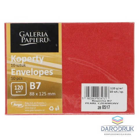 Galeria Papieru Koperta B7 pearl czerwona p perłowy czerwony Galeria Papieru (280517) 10 sztuk