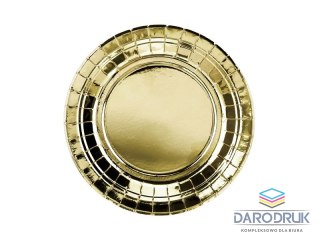 Partydeco Talerz jednorazowy okrągły złoty 18cm/6sztuk papier śr. 180mm 6 szt Partydeco (TPP57-019ME)
