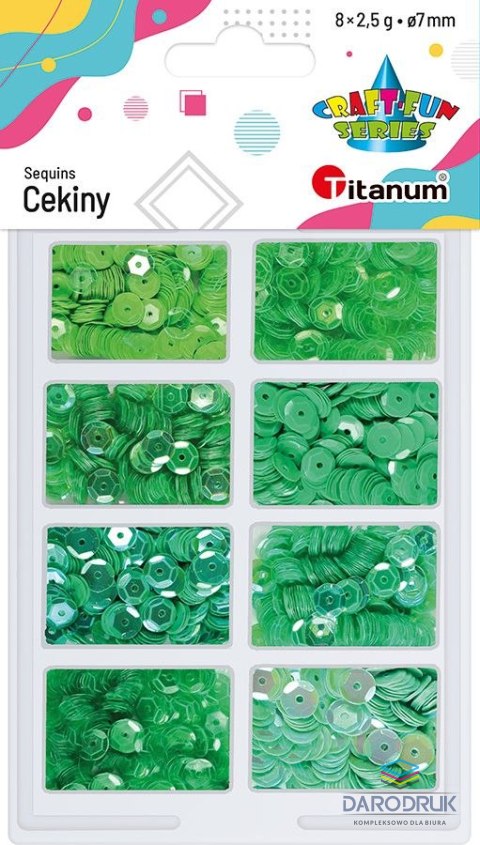 Titanum Cekiny Craft-Fun Series 8 kolorów zielone 2,5g Titanum (3G8P 160162)