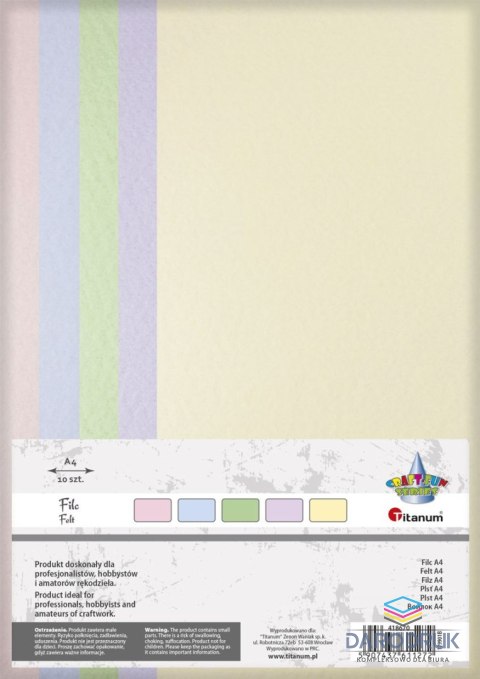 Titanum Filc Craft-Fun Series pastelowy A4 kolor: mix 10 ark. Titanum (179901B)