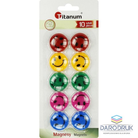 Titanum Magnes smiley okrągły mix śr. 29mm Titanum (T-025051) 10 sztuk