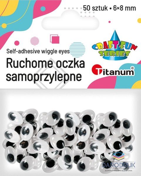 Titanum Oczy samoprzylepne Titanum Craft-Fun Series owalne ruchome 6x8mm