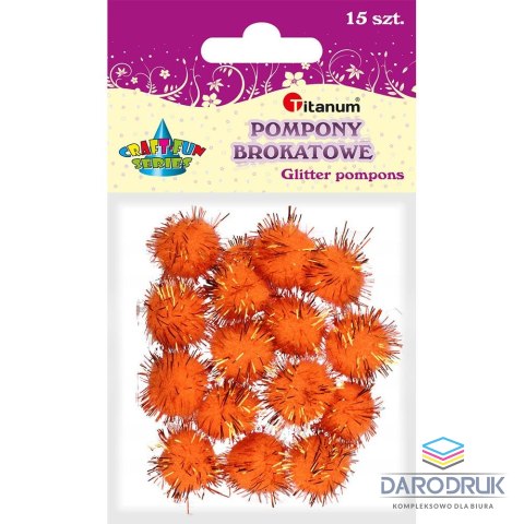 Titanum Pompony Craft-Fun Series brokatowe pomarańczowe 15 szt Titanum (338539)