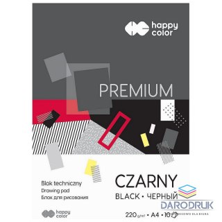 Happy Color Blok techniczny Premium czarny A4 czarny 220g 10k [mm:] 210x297 Happy Color (3722 2030-9)