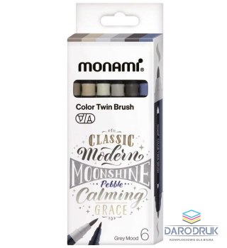 Monami Marker specjalistyczny Grey dwustronny wodny z pędzelkami wkład mix pędzelek końcówka Monami (170-2781)