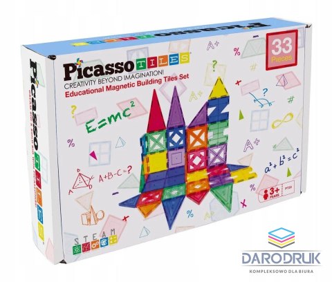 Orbico Sp. Z O.o. Klocki magnetyczne PICASSO TILES Zestaw 33 Elementów Orbico Sp. Z O.o. (PT33)