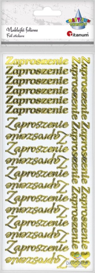 Titanum Naklejka (nalepka) Craft-Fun Series napis „Zaproszenie" złoty Titanum