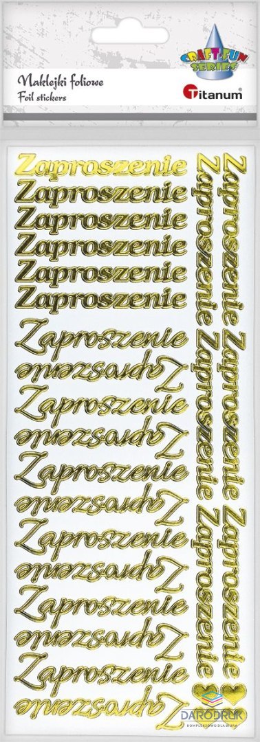 Titanum Naklejka (nalepka) Craft-Fun Series napis „Zaproszenie" złoty Titanum