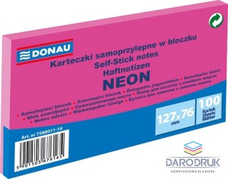 Donau Notes samoprzylepny (karteczki) Neon różowy 100k [mm:] 127x76 Donau (7588011-16)
