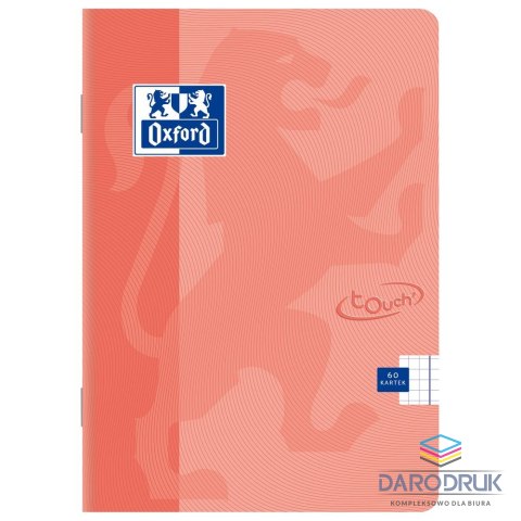 Oxford Zeszyt A4 koralowy Touch pastel 60k. 90g krata Oxford (400151703)