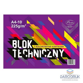 Protos Blok techniczny A4 kolorowy 225g 10k Protos