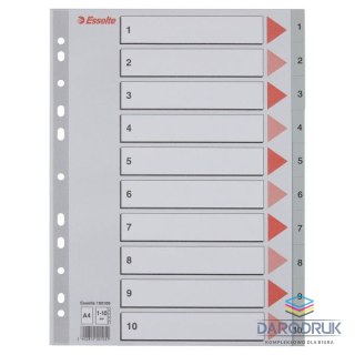 Esselte Przekładka numeryczna A4 szara 10k 1-10 Esselte (100105)