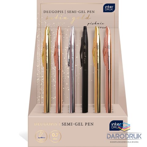 Interdruk Długopis żelowy Satin Gold slim 1,00mm wkład niebieski 1,0mm Interdruk (5902277346834)