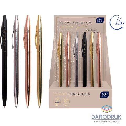 Interdruk Długopis żelowy Satin Gold slim 1,00mm wkład niebieski 1,0mm Interdruk (5902277346834)