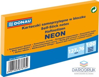 Donau Notes samoprzylepny (karteczki) Neon pomarańczowy 100k [mm:] 127x76 Donau (7588011-12)