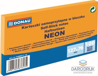 Donau Notes samoprzylepny (karteczki) Neon pomarańczowy 100k [mm:] 127x76 Donau (7588011-12)