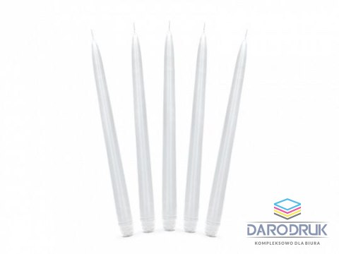 Partydeco Świeca Stożkowa matowy biały 1op/10szt biały [mm:] 240 Partydeco (SKMET-008)