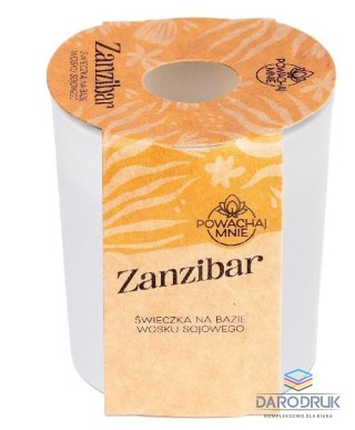 Pavoncella Świeczka ozdobna Powąchaj mnie Zanzibar biała 130ml Pavoncella (5905711530868)