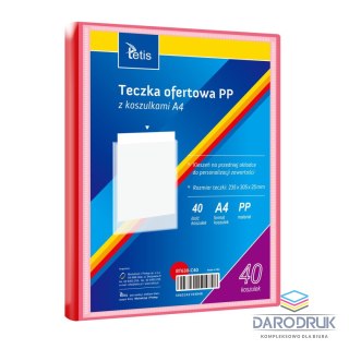 Tetis Teczka plastikowa czerwona A4 40 koszulek 5903242104848 A4 czerwony Tetis (BT630-C40)