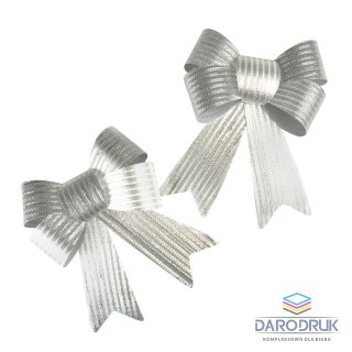 Arpex Kokarda błyszcząca w prążki srebrna 2szt., 16cm Arpex (BN5519SRE-0660)