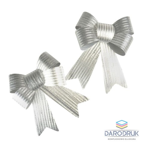 Arpex Kokarda błyszcząca w prążki srebrna 2szt., 16cm Arpex (BN5519SRE-0660)