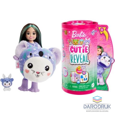 Barbie Lalka Cutie Reveal - Lalka Chelsea Piesek-Żaba + zwierzątko [mm:] 120 Barbie (HRK27)