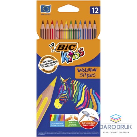 Bic Kredki ołówkowe Evolution Stripes 12 kol. Bic (950522)