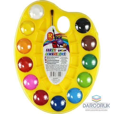 Fun&Joy Farby akwarelowe w paletce 12 kolor. Fun&Joy (FJ-12K30PAL)