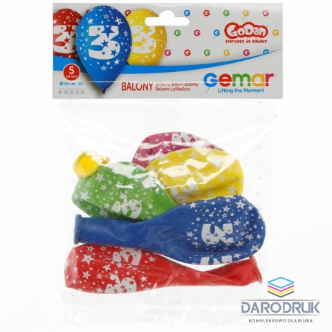 Godan Balon gumowy Z NADRUKIEM 5 szt mix Godan (GS110/3)