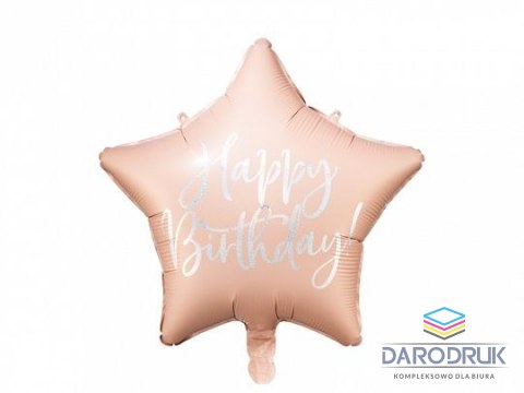 Partydeco Balon foliowy Happy Birthday, 40cm, jasny pudrowy róż 15,5cal Partydeco (FB93-081PJ)