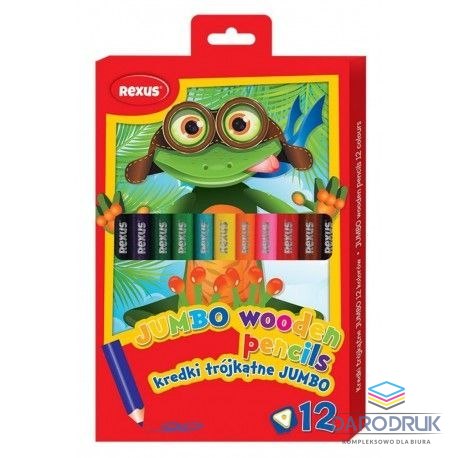 Rexus Kredki ołówkowe JUMBO TRÓJKĄTNE 12 kol. Rexus (607811)