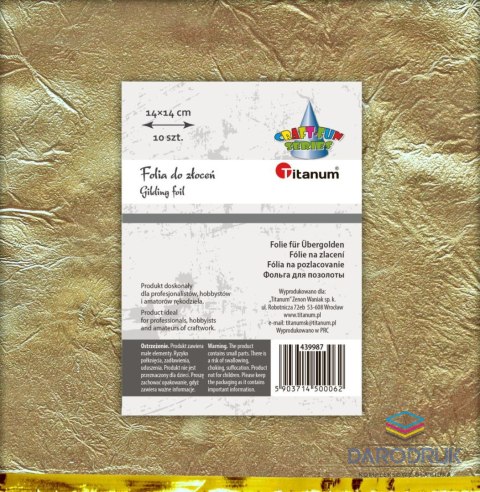 Titanum Folia ozdobna Craft-Fun Series do złoceń arkusze złota [mm:] 140x140 Titanum