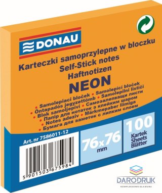 Donau Notes samoprzylepny (karteczki) Neon pomarańczowy 100k [mm:] 76x76 Donau (7586011-12)