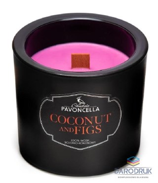 Pavoncella Świeczka ozdobna Coconut and Figs czarna 170g Pavoncella (5905711530417)