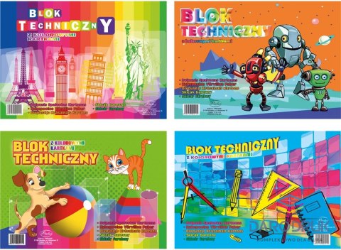 Protos Blok techniczny kolor A4 mix 10k Protos