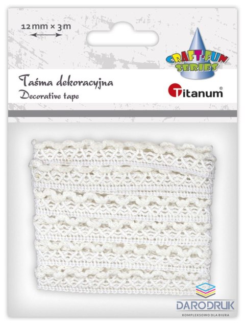 Titanum Wstążka Craft-Fun Series Koronka 12x3 [mm x m] biała Titanum (24BR0201)